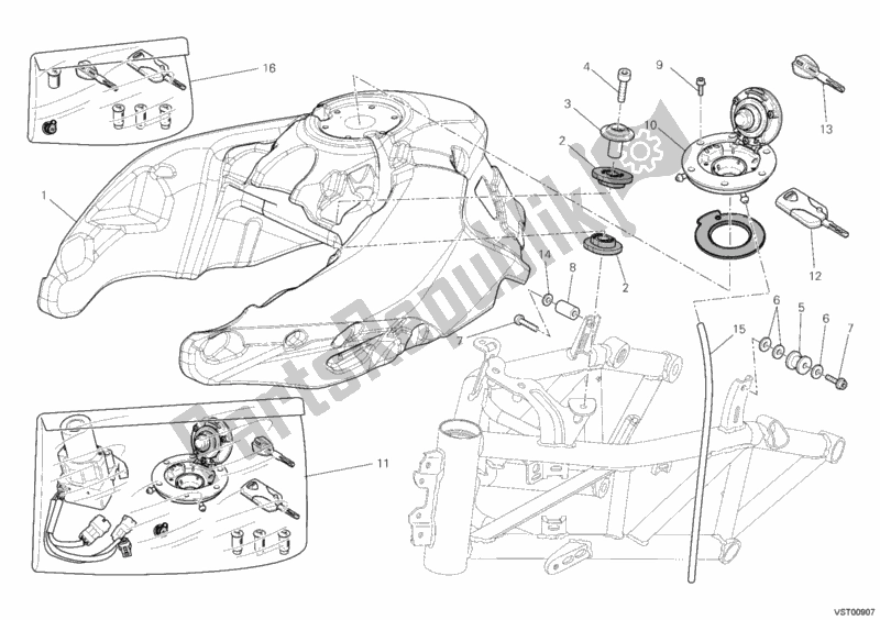 Todas as partes de Tanque De Combustível do Ducati Multistrada 1200 USA 2011